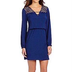 Gianni Bini Lattice-Detailed Long Sleeve Dress